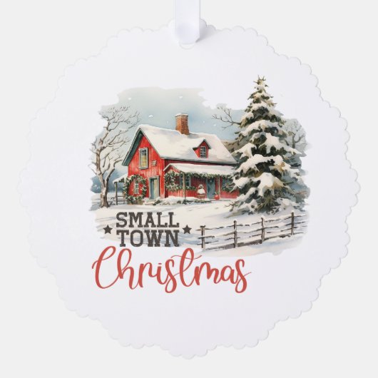 スモール素朴タウンクリスマス オーナメントカード (正面)