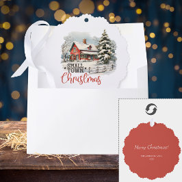 スモール素朴タウンクリスマス オーナメントカード