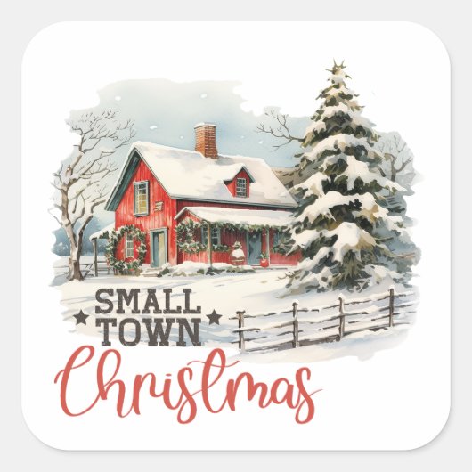 スモール素朴タウンクリスマス スクエアシール (正面)