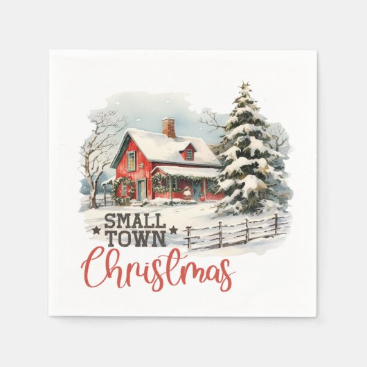 スモール素朴タウンクリスマス スタンダードカクテルナプキン (正面)
