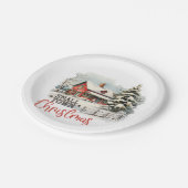 スモール素朴タウンクリスマス ペーパープレート (アングル)