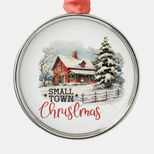 スモール素朴タウンクリスマス メタルオーナメント (正面)
