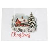 スモール素朴タウンクリスマス ラージペーパーバッグ (正面)