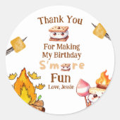 スモール誕生日サンキューラベルメッセージカードSmore ラウンドシール (正面)