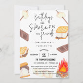 スモール誕生日S'moreおもしろいパーティーキャンプファイアボンドファイア 招待状 (正面)