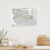 スモール |ウィスコンシン州南西部の土地管理地区の地図 ポスター (キッチン)