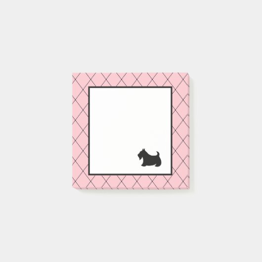 スモール ピンク スコティッシュテリア 付箋 (正面)
