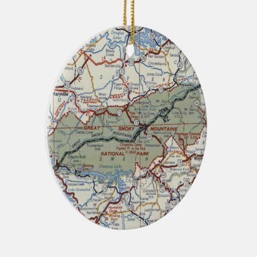 スモ素晴らしーキー山脈国立公園ヴィンテージ地図 セラミックオーナメント (右)