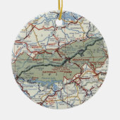 スモ素晴らしーキー山脈国立公園ヴィンテージ地図 セラミックオーナメント (正面)