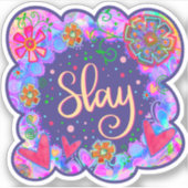 スライおもしろいカラフルフローラハートガーリーインスピレーション シール (正面)