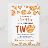 スライスおもしろいピザパーティー誕生日招待状 招待状 (正面)