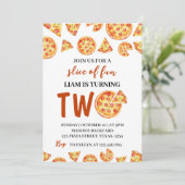 スライスおもしろいピザパーティー誕生日招待状 招待状 (スタンド正面)