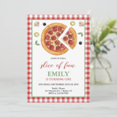スライスおもしろいワンピザパーティー誕生日 招待状 (スタンド正面)