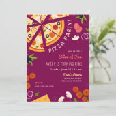 スライスおもしろい子供の誕生日ピザパーティー 招待状 (スタンド正面)