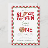 スライスおもしろい | 波状ピザ1st誕生日 招待状 (正面)