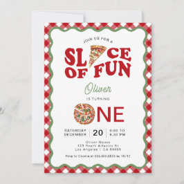 スライスおもしろい | 波状ピザ1st誕生日 招待状