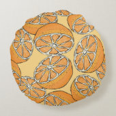 スライスされたオレンジ:シームレスなヴィンテージパターン。 ラウンドクッション (裏面)
