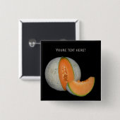 スライスされたカンタロープメロン 缶バッジ (正面&裏面)