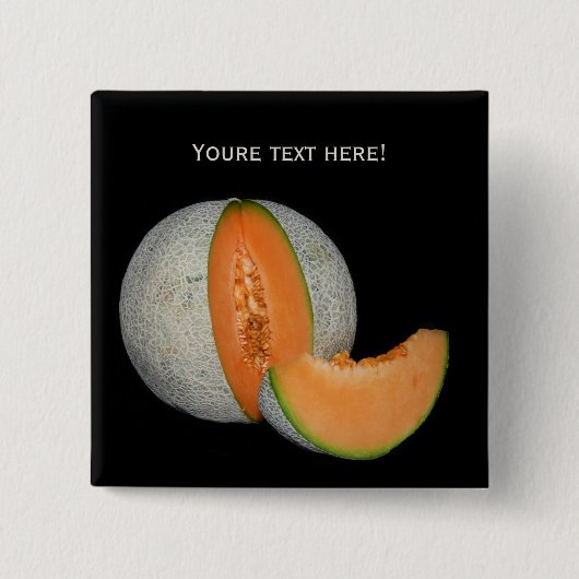 スライスされたカンタロープメロン 缶バッジ (正面)