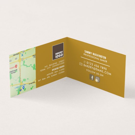 スライスされたパンのローフ、ベーカリー詳細 名刺 (内部)