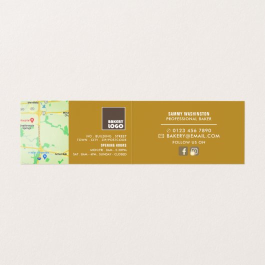 スライスされたパンのローフ、ベーカリー詳細 名刺 (内部フラット)