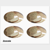 スライスされたパンの写真 楕円形シール (シート)