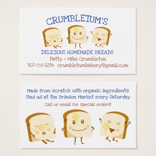 スライスされたパンベーキングベーカリーの名刺 (正面&裏面)