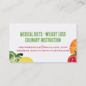 スライスされたフルーツベジタブルシェフケータリングビジネスカー 名刺 (裏面)