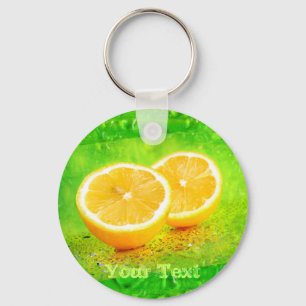スライスされたレモンおよび水低下Keychain キーホルダー