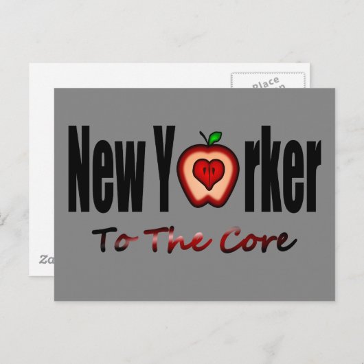 スライスされた大きなリンゴとコアへのニューヨーカー ポストカード (正面/裏面)