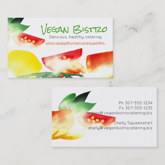 スライスされた野菜ビーガンのシェフのケイタリングビジネスカード 名刺 (正面/裏面)