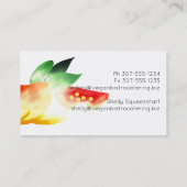 スライスされた野菜ビーガンのシェフのケイタリングビジネスカード 名刺 (裏面)