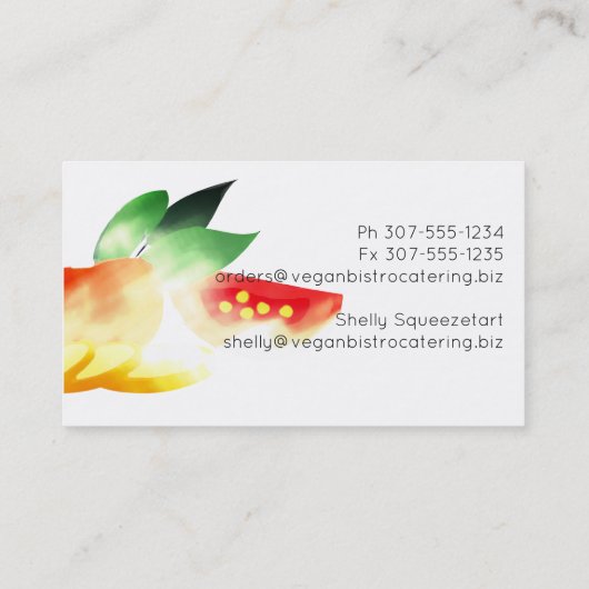スライスされた野菜ビーガンのシェフのケイタリングビジネスカード 名刺 (裏面)