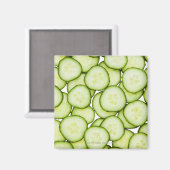 スライスしたキュウリのフルフレーム、白 マグネット (正面/裏面)