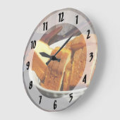 スライスしたパンとナイフを持つプレート ラージ壁時計 (傾斜)