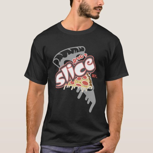 スライスしたピザを食べる Tシャツ (正面)