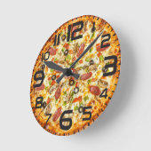 スライスしたピザ ラウンド壁時計 (傾斜)