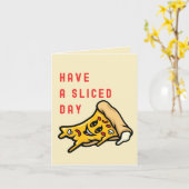 スライスした一日を過ごす – 毎日のおもしろいピザ カード (黄色い花)
