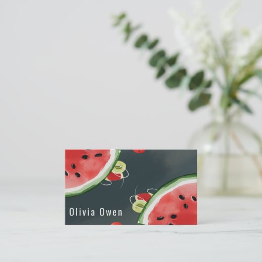スライスして目立つ！ウォーターメロン 名刺 (スタンド正面)
