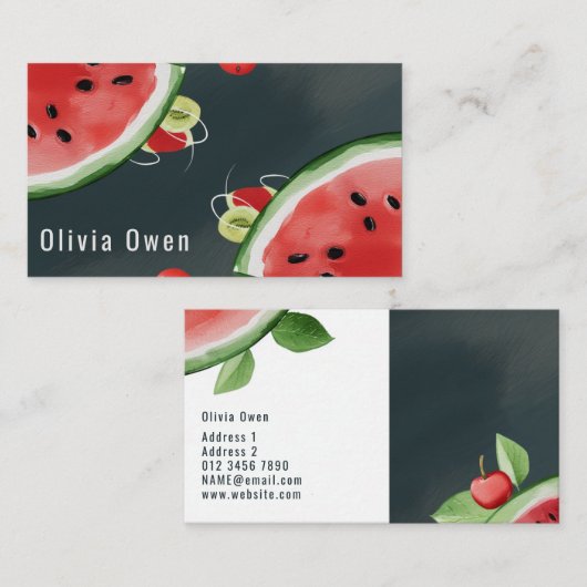 スライスして目立つ！ウォーターメロン 名刺 (正面/裏面)