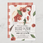 スライスオブおもしろいマルゲリータピザ子供の誕生日 招待状 (正面/裏面)