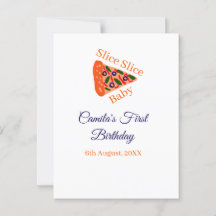 スライススライスベイビーピザブラウンブルー1歳の誕生日
