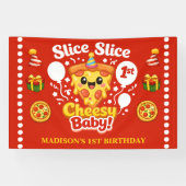 スライススライスベイビーピザ1歳の誕生日横長 横断幕 (横)