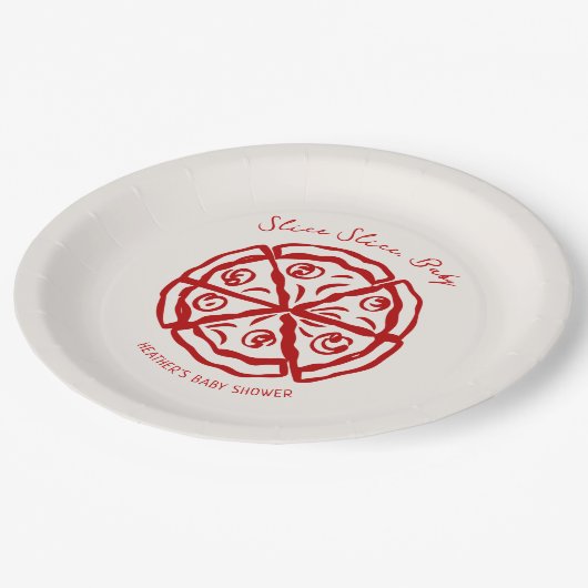 スライススライスベビーピザチャオベビーシャワー ペーパープレート (アングル)