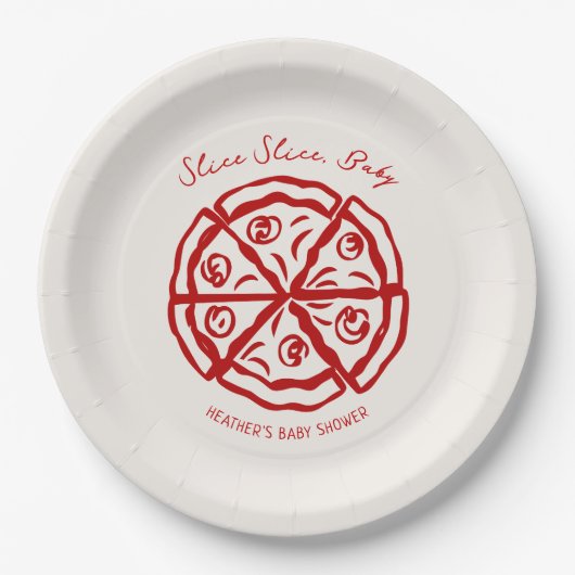 スライススライスベビーピザチャオベビーシャワー ペーパープレート (正面)
