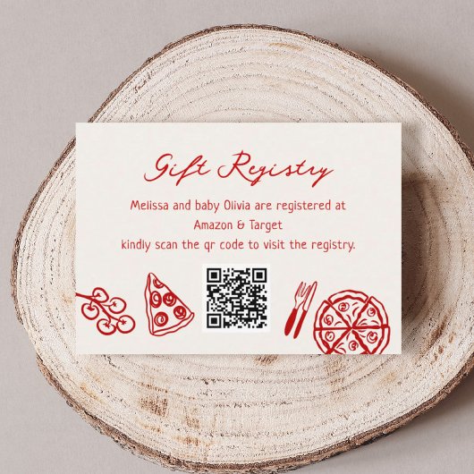 スライススライスベビーピザベビーシャワーギフトレジストリ エンクロージャーカード