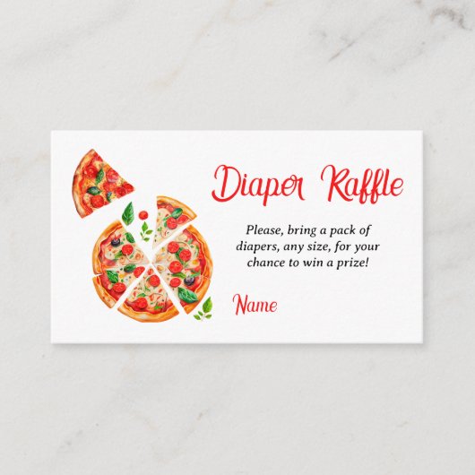 スライススライス赤ちゃんシャワーパーティーゲームおむつラッフル エンクロージャーカード (正面)