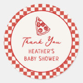 スライスベビーイタリアンピザのテーマ ラウンドシール (正面)