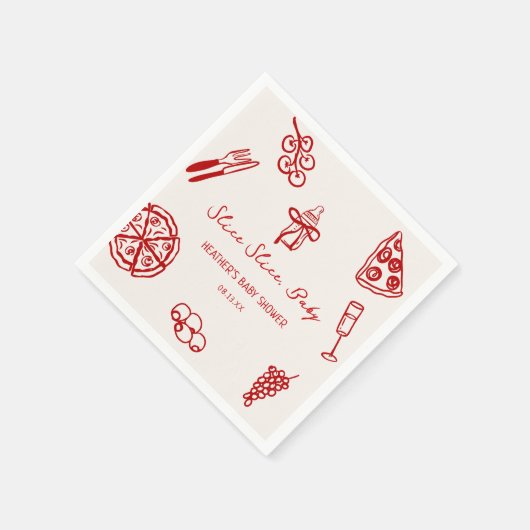 スライスベビーイタリアンピザベビーシャワー スタンダードカクテルナプキン (角)