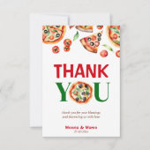 スライスベビーイタリアンピザ赤ちゃんシャワー サンキューカード (正面)